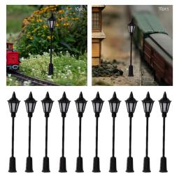 10 peças poste lâmpadas HO escala miniatura paisagem caminho jardim decoração modelo ferroviário lâmpadas rua luzes caminho - Image 1