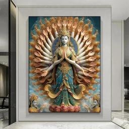 Pintura Diamante Arte de Mil Armados Avalokitesvara Buda, DIY Mosaico Completo, Bordado Kits de Ponto Cruz, Nova Chegada, 2022 - Image 3