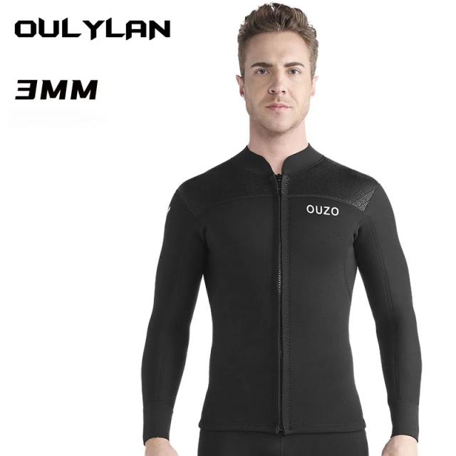 Jaqueta de Mergulho Oulylan 3mm para Homens - Manga Comprida, Térmica e Protetora para Natação e Surf