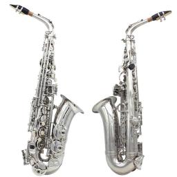 Saxofone Alto Latão Material com Correia, pano de limpeza, suporte Trimmer, E-Flat, Eb, prata - Image 4