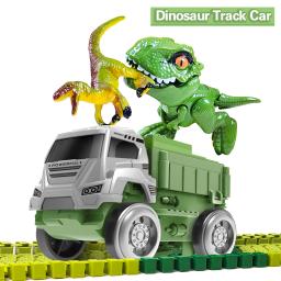 Magical Race Track Toy para meninos, Trilho de carro dinossauro, Brinquedos eletrônicos do carro, Pista flexível, Brinquedos educativos, Presente de aniversário - Image 1