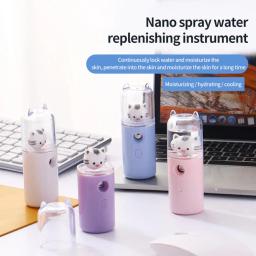Cute Cat Nano Mist Facial Pulverizador, Instrumento de beleza, Umidificador recarregável USB, Face Steamer, Ferramenta de beleza hidratante, Nebulizador - Image 2