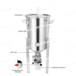 Fermentador cônico inoxidável 30l, equipamento de fabricação de cerveja, cervejaria doméstica, tanque de fermentação de aço inoxidável 304 com coleção de 1200ml - Image 6