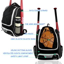 WOLT-Bolsa de Beisebol Juvenil, Mochila de Bastão, T-Ball, Equipamento de Softball, Suporte de Bastão e Luva, Grande - Image 5