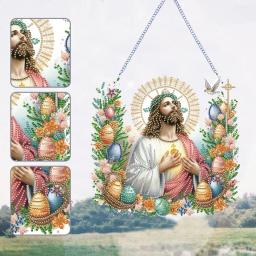 Pintura acrílica diamante para decoração de casa, ovo de páscoa de Jesus, parede de cristal de face única - Image 1