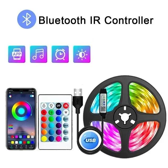 Wifi rgb led luz de tira 5050 bluetooth app controle led flexível diodo decoração para festival festa tv mesa quarto - Image 1