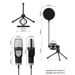LED USB Microfone Condensador, Wire Gaming Mic, Gravação Podcast, Studio Streaming, Laptop, Desktop, PC - Image 6