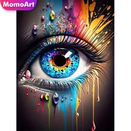 MomoArt-Diamond Mosaic Pintura Kits para Wall Decor, retrato colorido do olho, ponto cruz, bordado DIY - Image 1
