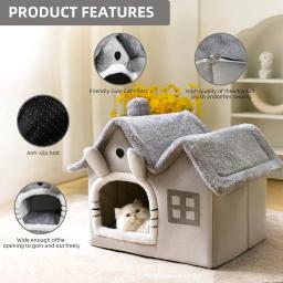 Dobrável estilo duplo telhado casa para animais de estimação, cama confortável dormir, gato ninho, animal Shaped suprimentos, cães pequenos - Image 4