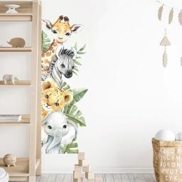 Adesivos de porta animais da selva girafa elefante adesivos de parede para quarto de crianças berçário do bebê decoração do quarto das crianças decalques de parede - Image 3