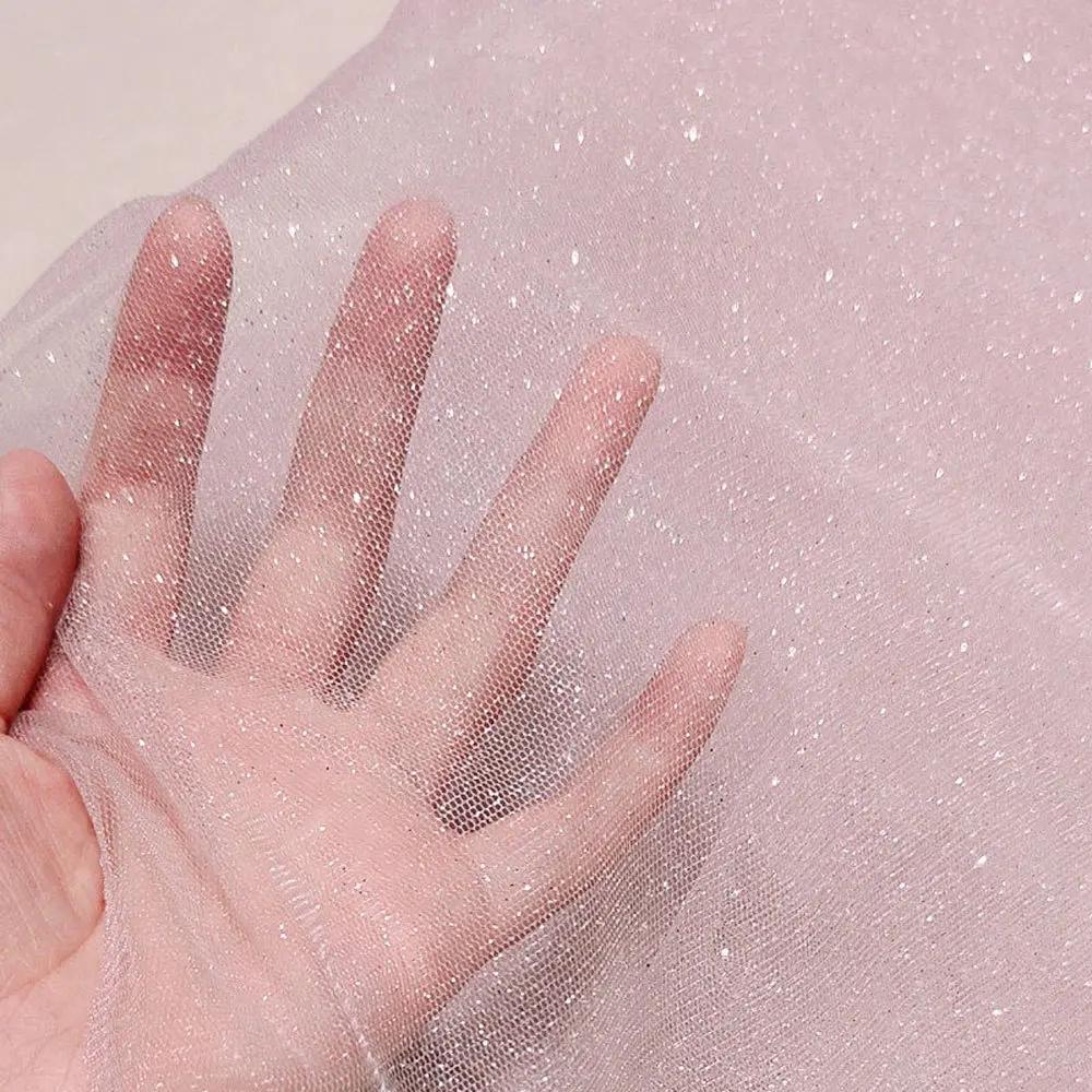 Brilhante glitter lantejoulas macio fio líquido renda brilho tule prata malha tecido diy costura vestido de casamento véu dança tutu decoração adereços - Image 1