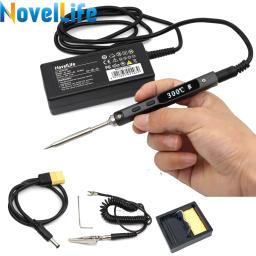 Original ts100 65w mini estação de ferro de solda elétrica temperatura ajustável display digital com ponta de solda 24v fonte de alimentação - Image 1