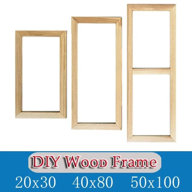 Combinações Criativas de Quadros de Madeira Sólida e Tiras Decorativas para Pinturas e Fotografias - DIY 30x40x100cm