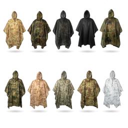 Capa de chuva dobrável camuflada para caminhadas, poncho portátil para homens, capa impermeável impermeável para chuva, turismo - Image 1