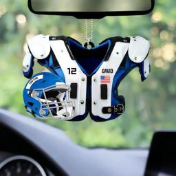 Chique pingente de futebol com capacete pendurado futebol americano almofadas de ombro longa duração carro ornamento futebol fã - Image 4