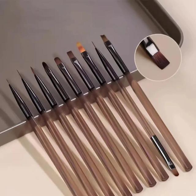 Conjunto de 9 Pincéis para Nail Art: Ideal para Desenhos, Esculturas e DIY em Acrílico