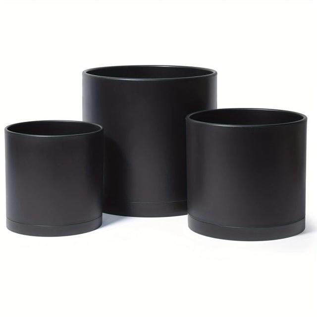 Vaso Plantador de Plástico com Furo de Drenagem e Pires 3 unidades 4"