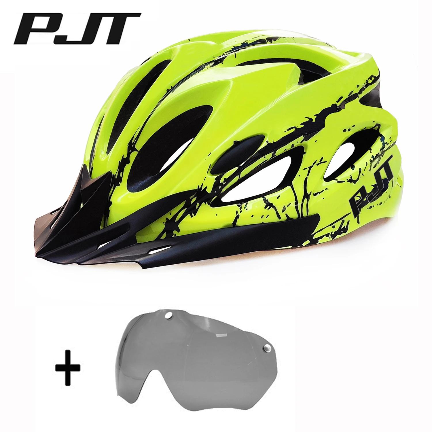 Capacete de bicicleta com viseira solar e lente para adultos, capacetes de ciclismo leves, respiráveis, coloridos, acessórios de bicicleta, para 57-62cm - Image 1
