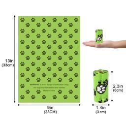 Saco de lixo para animais de estimação I saco de lixo de coleta de fezes degradável 15 peças/rolo com saco de fezes de cachorro de fragrância para cães e animais de estimação - Image 5