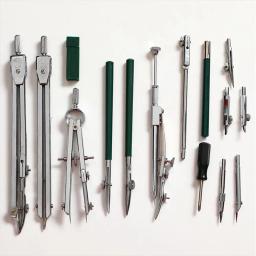 Lápis profissional e bússola conjunto, ferramenta de desenho, metal instrumento mecânico, papelaria escritório, 15pcs - Image 2