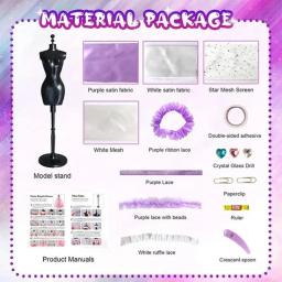 Diy moda designer kits crianças design de vestido artesanato fazendo kit requintado boneca vestido fazendo conjunto com manequim meninas presente aniversário - Image 6