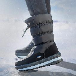 Inverno grosso botas de neve femininas quentes de pelúcia meados de bezerro botas antiderrapante plataforma à prova dwaterproof água bota de neve casual feminino sapatos brancos - Image 3