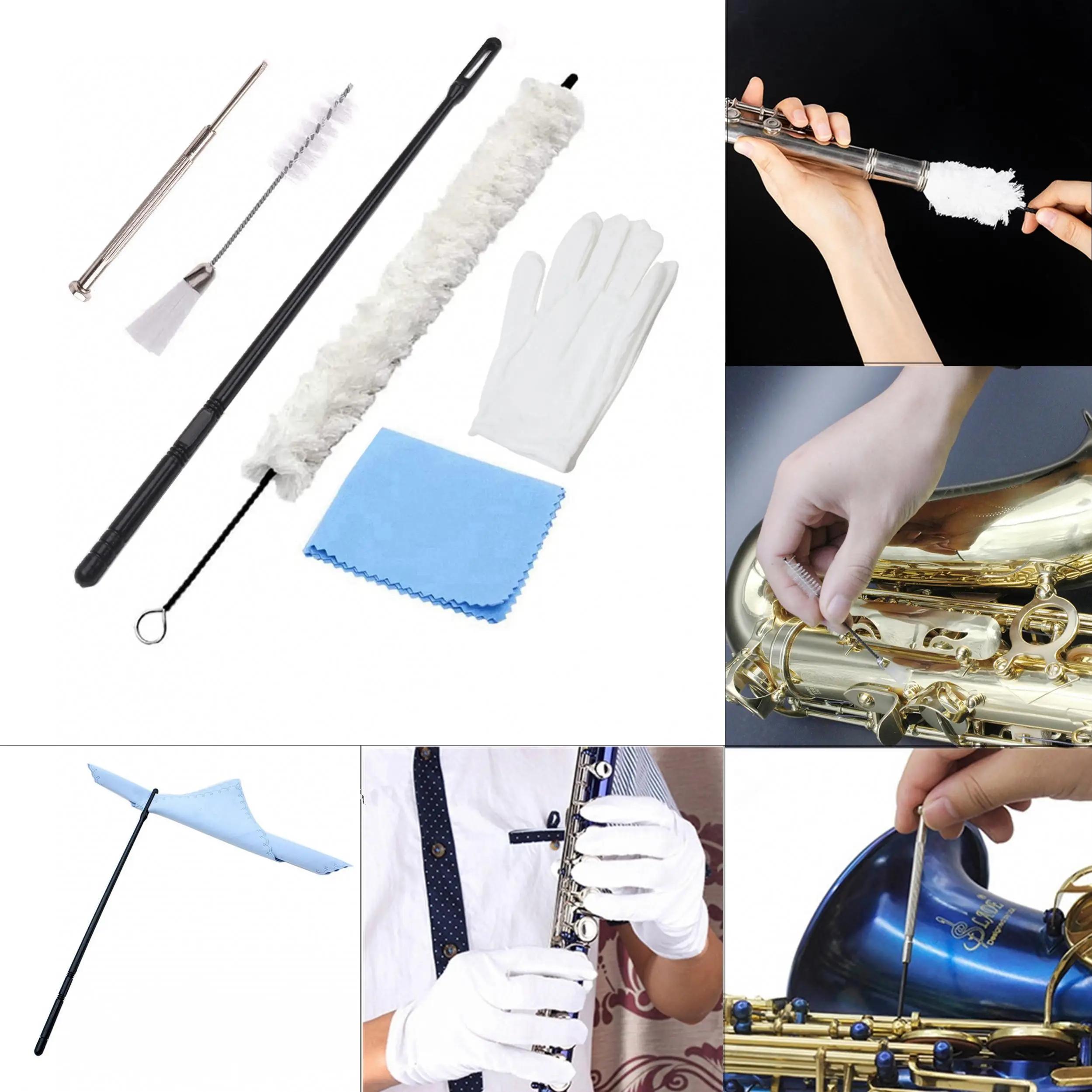 Algodão kit de limpeza para saxofone e flauta, 7 peças, escova de pó dupla extremidade, instrumento de manutenção - Image 1