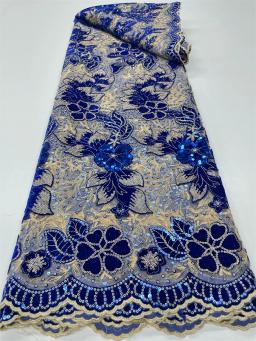 Lantejoulas africanas tecido de renda de veludo nigeriano malha francesa tecidos de renda líquida para costura 2023 vestido de festa de casamento de alta qualidade rc129 - Image 1