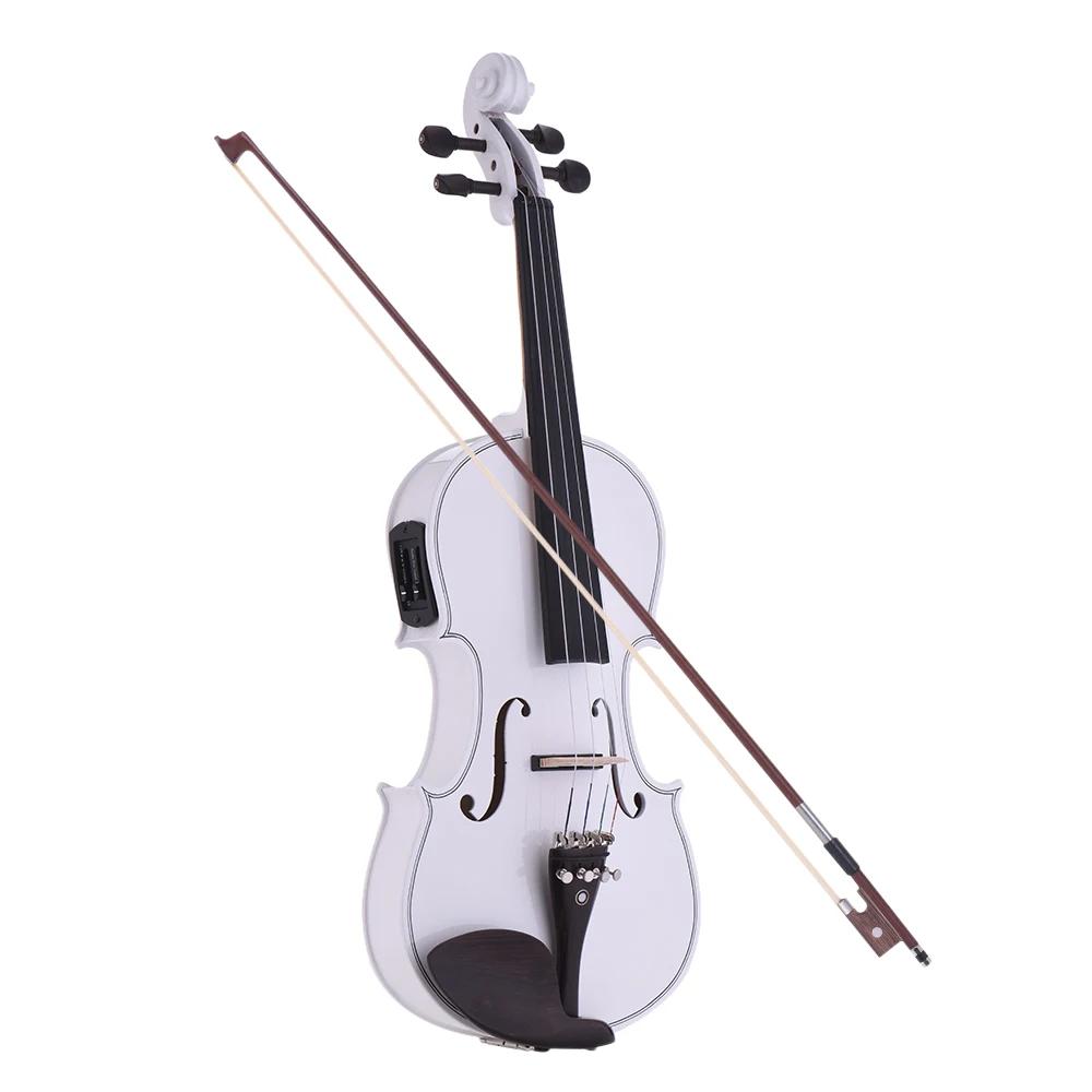Quente tamanho completo 4/4 acústico violino elétrico de madeira maciça corpo fingerboard pegs tailpiece ombro resto 4/4 arco violino conjunto - Image 1