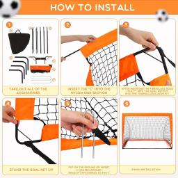Obras de futebol portáteis para quintal dobrável móvel treinamento rede de futebol para crianças gol de futebol indoor ao ar livre pop up metas de futebol - Image 4