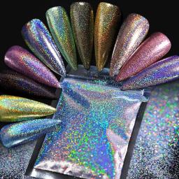 Pó Glitter Fino para Nail Art, Ultra-fino, Brilhante, PET, Resistente a Solventes, Laser Holográfico, Impressão Polonesa, Aerógrafo, 12 Cores, 0,2mm - Image 4