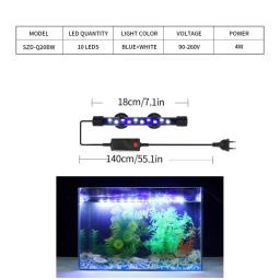 Luz de aquário LED com economia de energia, suprimentos para aquário, luz de espectro completo, acessórios para aquário, 18-38 cm, 90-260V - Image 2