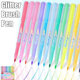 Metallic Glitter Highlighter Brush Pen, Suave Dica Escrita para Journaling, Espumante Marcador de Notas, Projetos de Arte, 12 Cor - Image 5