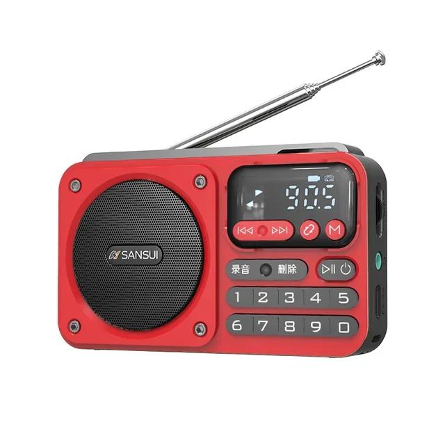 Sansui Rádio FM Portátil Bluetooth Gravador HIFI 800mAh