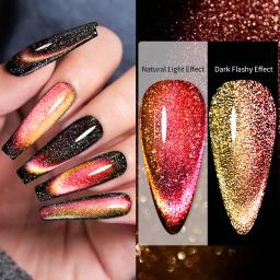 Lilycute 7ml 9d gato reflexivo gel magnético unha polonês conjunto com ímã vara gel preto fluorescente brilho unha gel polonês - Image 4