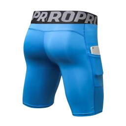 Shorts de compressão masculino, roupa íntima anti-atrito, camada base, secagem rápida, shorts de corrida com bolsos para treino e atividades de ginástica - Image 4