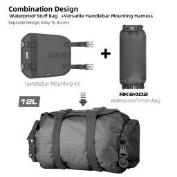 Rhinowalk bolsa para guidão dianteiro 12l, kit de montagem de bicicleta à prova d'água com bolsa interna substituível, bolsa frontal removível, armazenamento de bagagem - Image 3