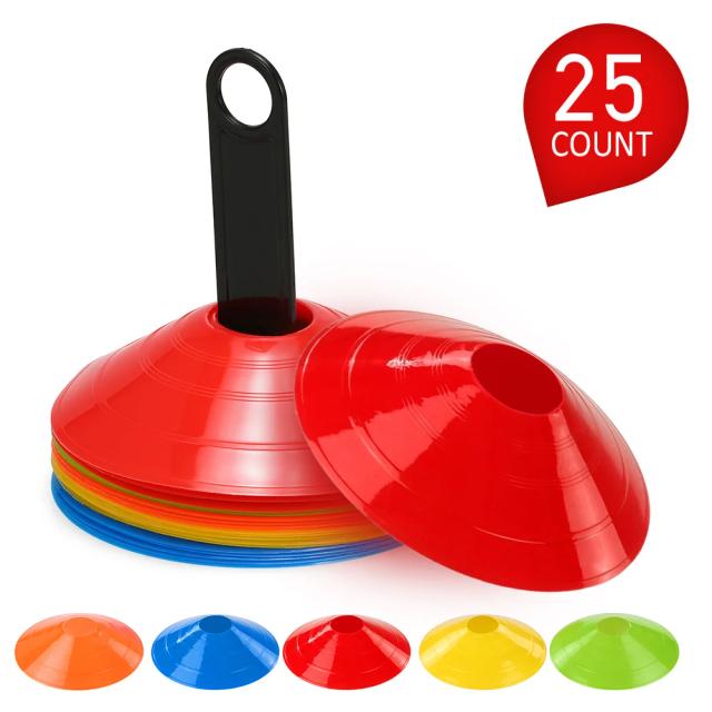 Cone de Disco de Agilidade Multi Esportivo com Suporte Plástico - Kit Com 15 ou 25 Cones para Treinamento em Futebol e Jogos