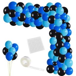 122 pçs preto luz azul real balão azul garland arco kit meninos vídeo jogos festa de aniversário decorações super-herói - Image 1