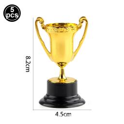 Mini Troféus e Prêmios, Copa Troféu de Plástico Dourado, Medalhas Douradas Brilhantes para Crianças e Adultos, Prêmios Esportivos Eventos Favores do Partido, 5Pcs - Image 3