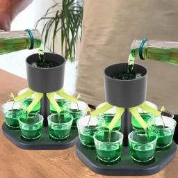 Dispensador de jogos de vidro Vinho, Uísque, Cerveja, Vinho, Licor, Acessórios de bar, Jogos de festa, 6 copos - Image 2