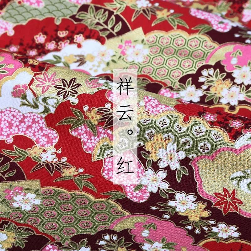 Tecido quimono estilo japonês, Pano impresso bronzeado para patchwork de vestido, Material têxtil doméstico, 100% algodão, 145x50cm - Image 1