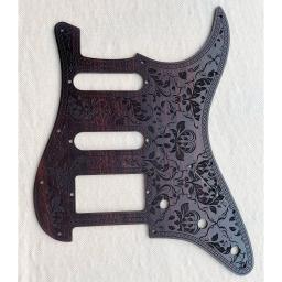 Handmade Carved Pattern Rosewood Guitarra Elétrica Pickguard, Scratch Plate & Parafusos, 11 Furos, SSH, SSS, Peças S T - Image 2