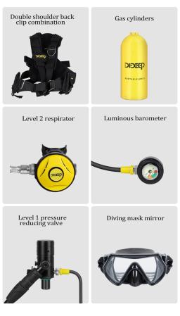 DIDEEP Novo 3L X6000 Equipamento De Mergulho E Snorkeling Mergulho Respirador Fish Gill Oxygen Cylinder Standby - Image 6