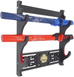 Suporte Espada Dragão Montagem De Parede De Veludo Suporte Katana Acolchoado Suporte Espada Samurai Display Rack 1/2/3/4 Camada - Image 6