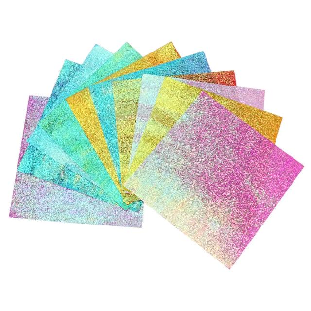 Papéis Iridescentes Quadrados para Origami - 50 Cores Brilhantes para Artesanato e Guindastes de Papel DIY