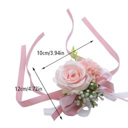 Corsage de pulso masculino para casamento, pulseira de dama de honra, seda flor, rosa vermelha, alfinetes do noivo, boutonniere - Image 6