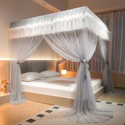 Romântico Mosquiteiro Quadrado, Inclui Bracket Tent, até o chão Cortina, Mesh Canopy, 1.2m 1.5m 1.8m 2.0m Bed - Image 2