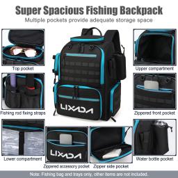 Lixada Mochila de pesca Bolsa de armazenamento de equipamento de pesca à prova d'água com 4 bandejas e capa de chuva - Image 3