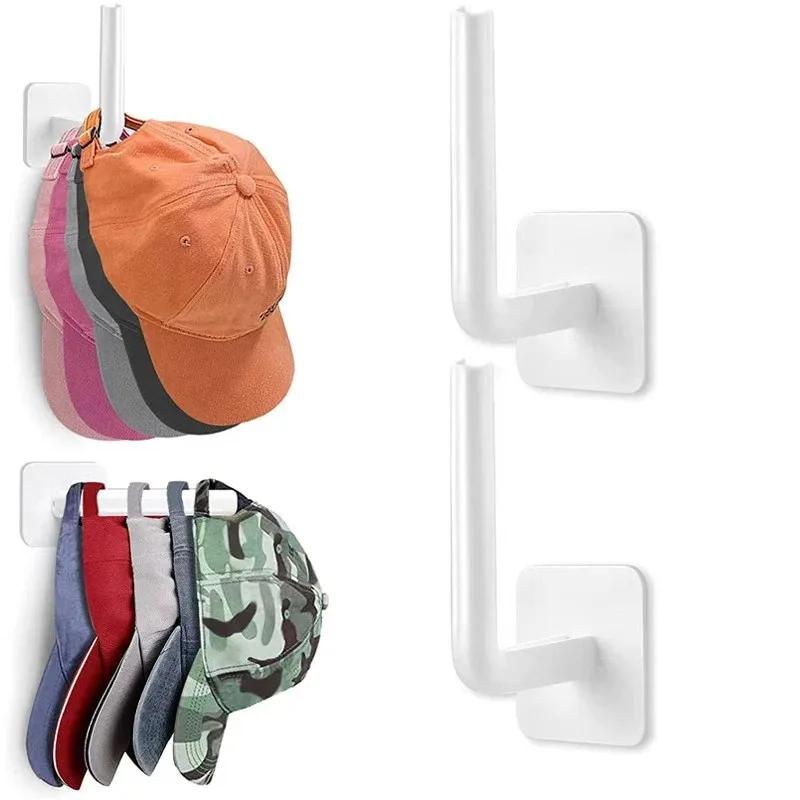 2/4/6 pçs titular boné rack para bonés de beisebol ganchos adesivos para parede cabide armazenamento sem perfuração chapéu exibição organizador - Image 1